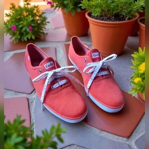 Keds Orange Ladies Canvas Sneakers Casual Style Size 8